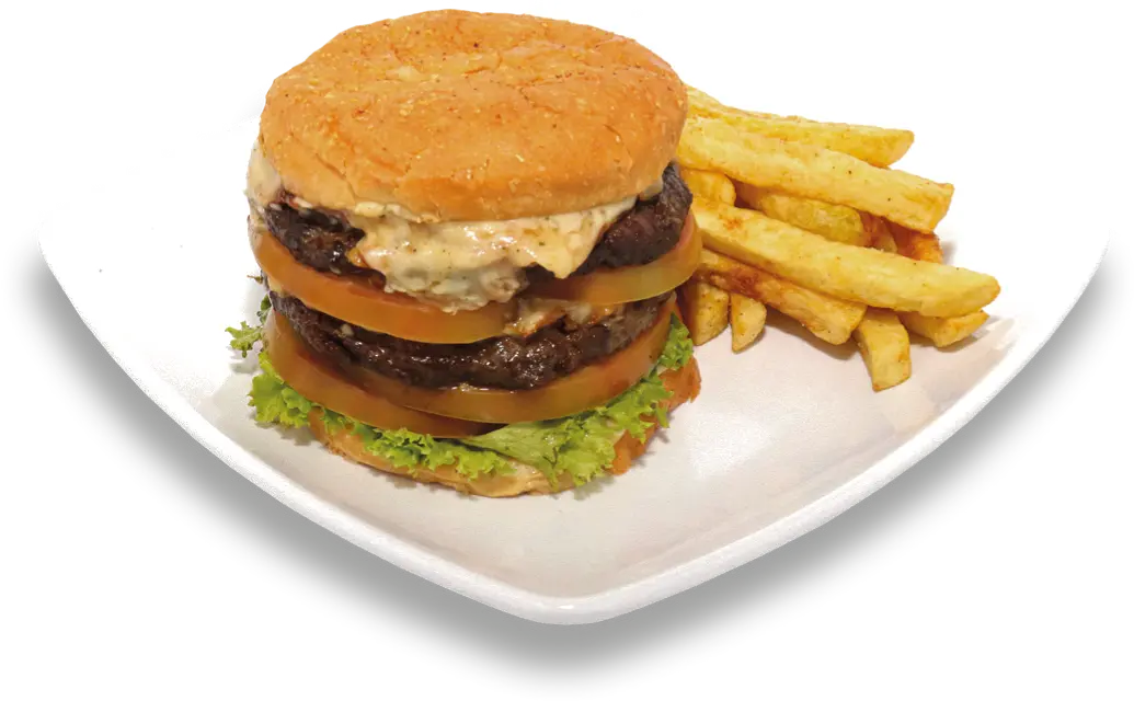 Hamburguesa de carne con papas