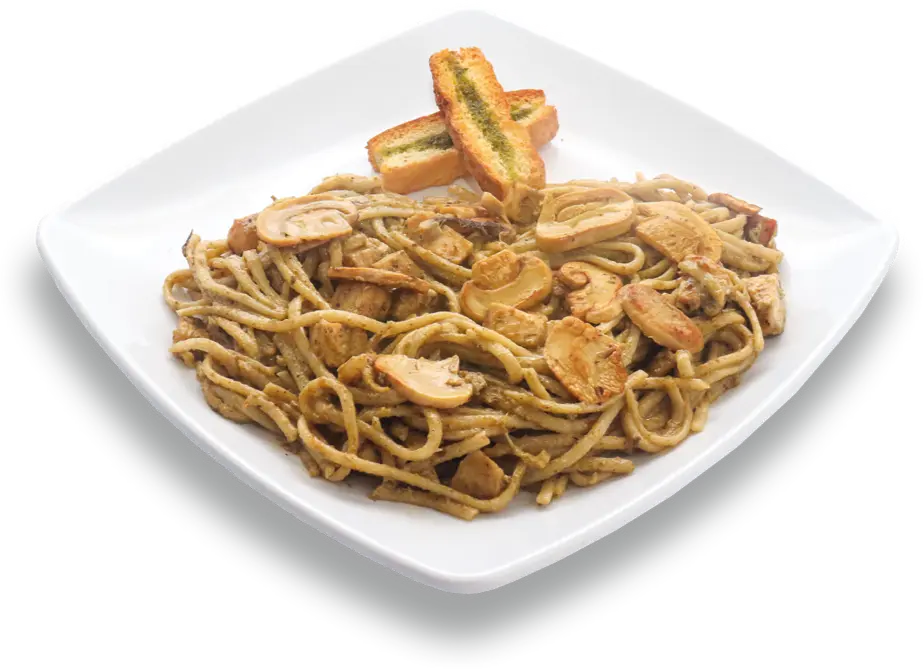 Pasta con pollo y champiñones